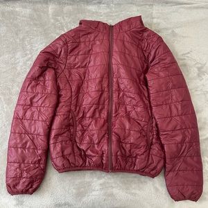 Burgundy FashionNova Puffer Jacket